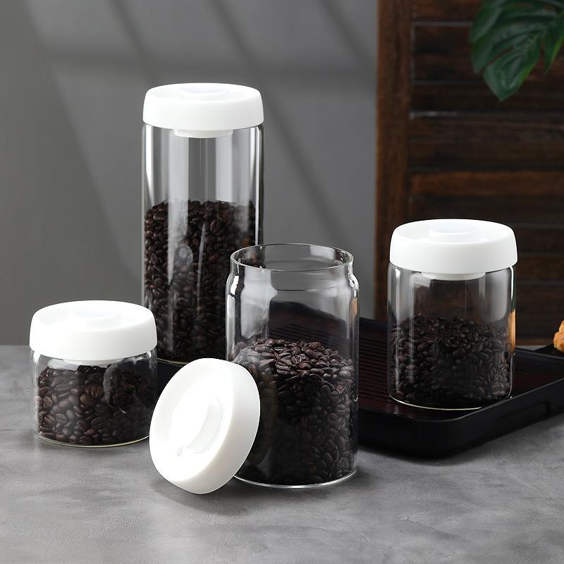 transparent borosilicate glass vacuum sealed cans multi-specification household coffee bean storage tank one-click moisture-proof storage tank Specification drawing