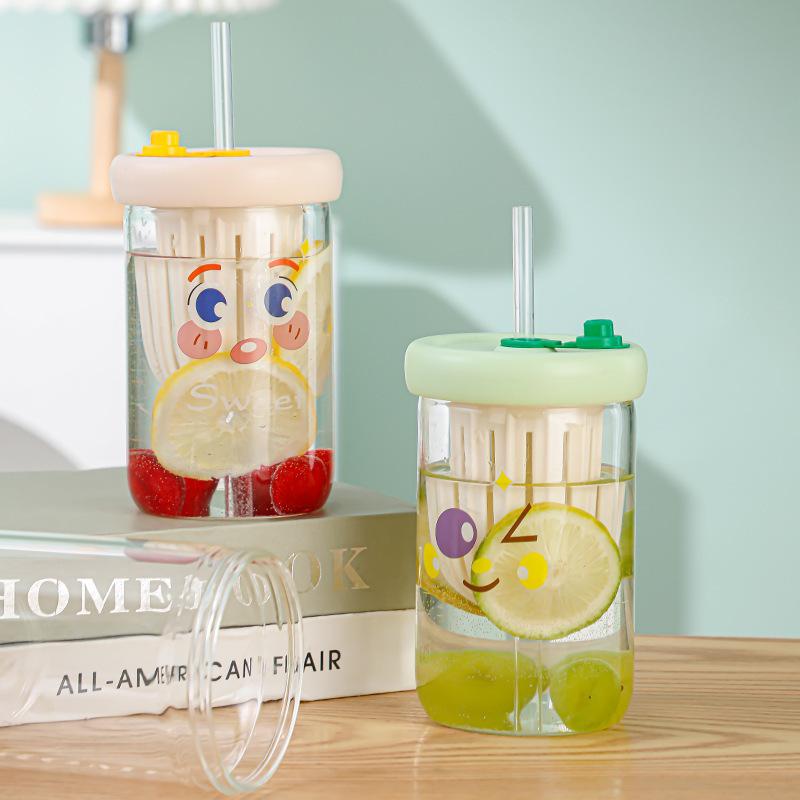 new product tea and water separation lemon cup borosilicate good-looking internet celebrity water cup coffee accompanying gift cup with straw full figure