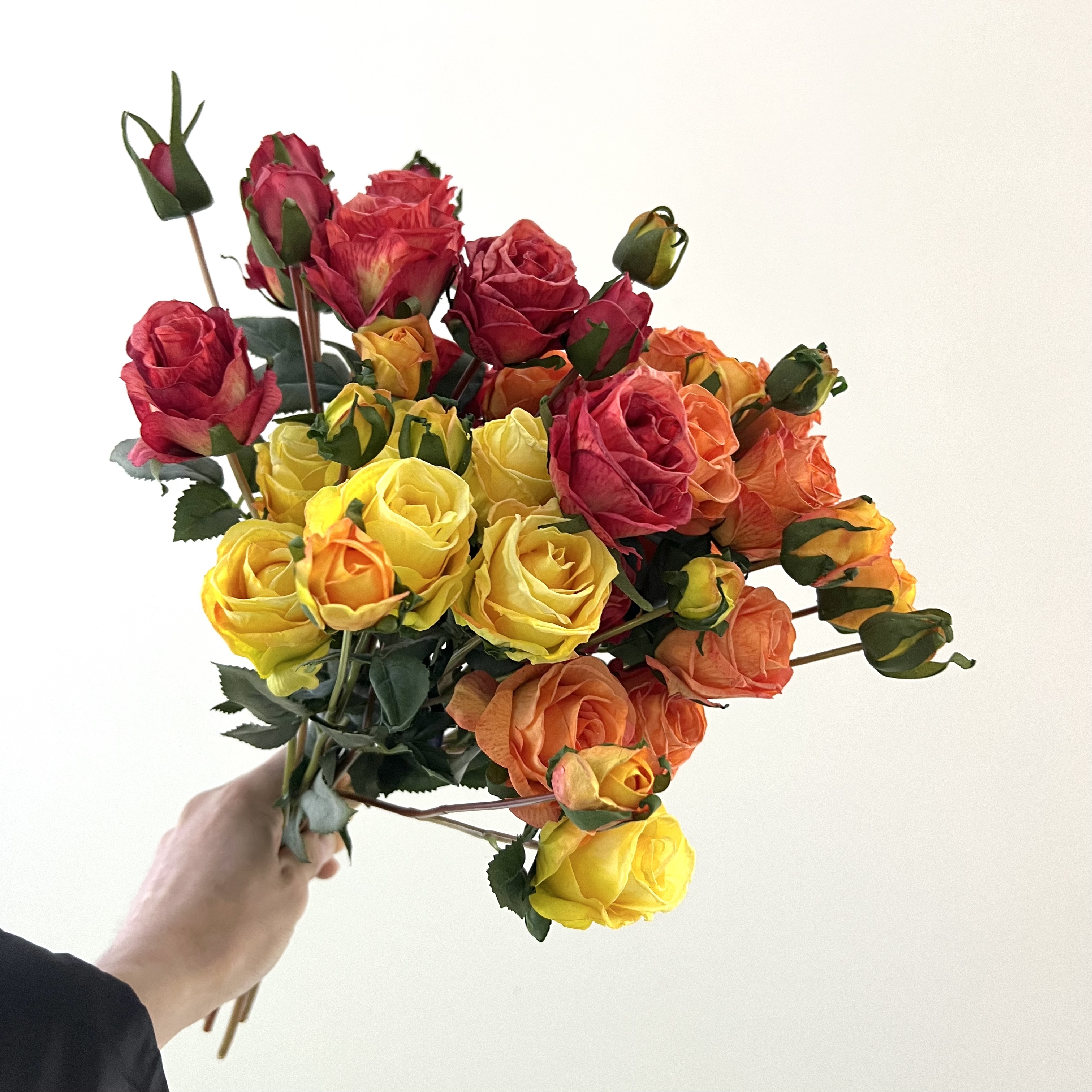 15 cabezas de rosas quemadas al horno simulación ramo de rosas con borde quemado tamarin flores hogar mesa de comedor colocación de sala de estar jarrón decoración