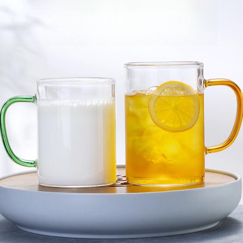 borosilicate heat-resistance glass breakfast cup milk juice cup mug household large capacity transparent single-wall cup details Picture