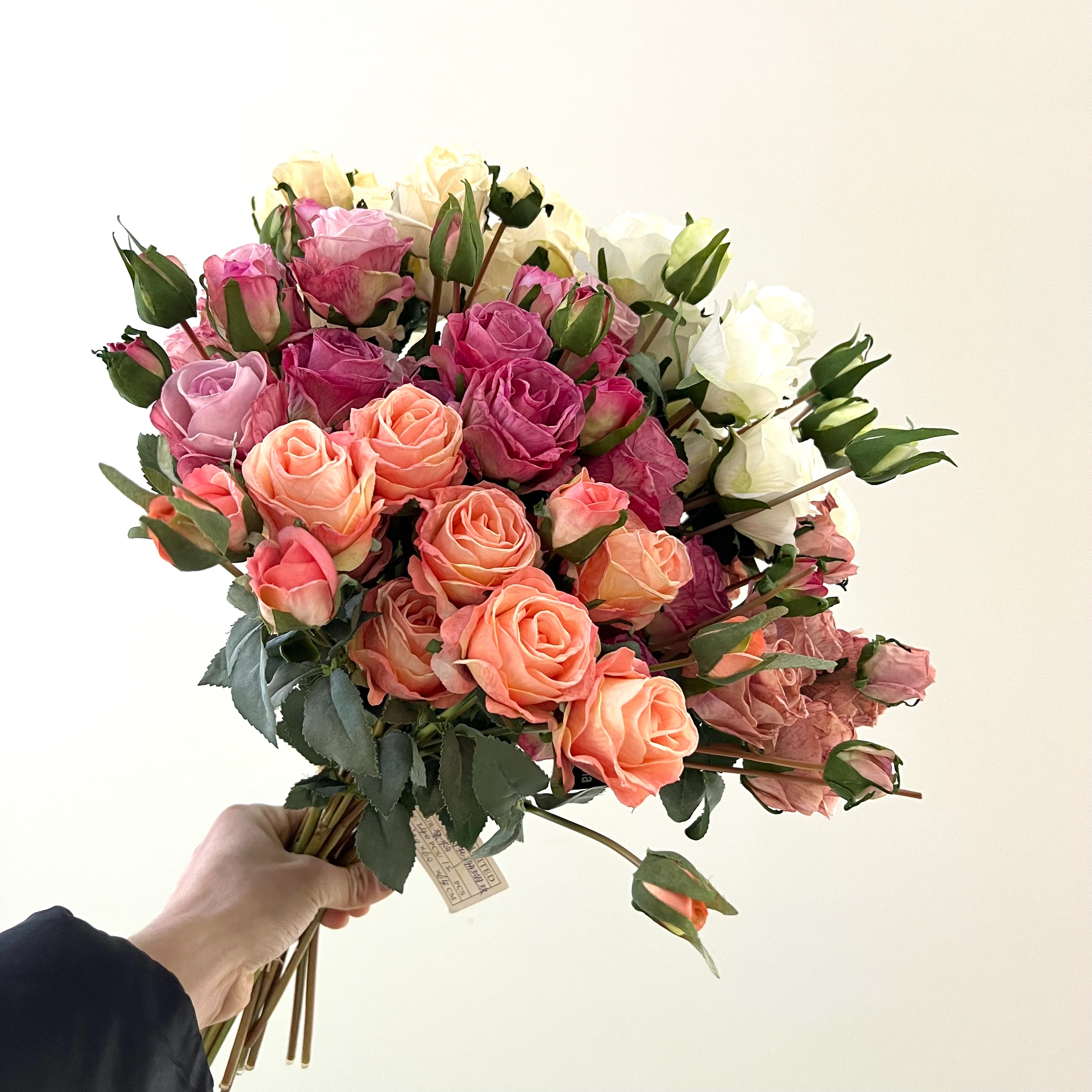 15 cabezas de rosas quemadas al horno simulación ramo de rosas con borde quemado tamarin flores hogar mesa de comedor colocación de sala de estar jarrón decoración Specification image