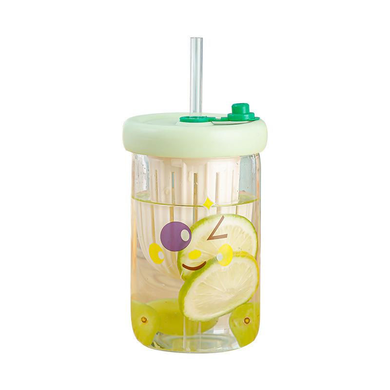 new product tea and water separation lemon cup borosilicate good-looking internet celebrity water cup coffee accompanying gift cup with straw Item Picture