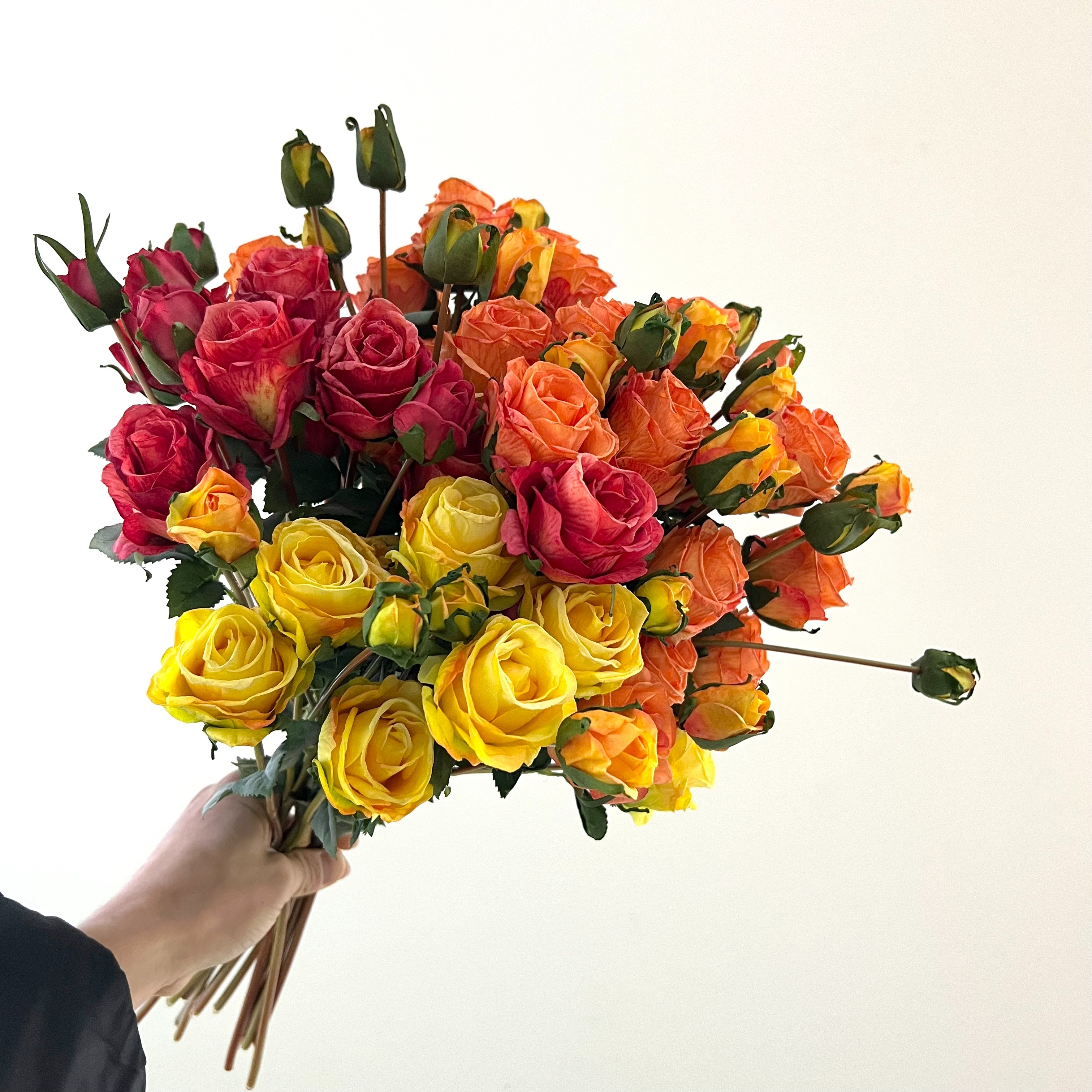 15 cabezas de rosas quemadas al horno simulación ramo de rosas con borde quemado tamarin flores hogar mesa de comedor colocación de sala de estar jarrón decoración details Picture
