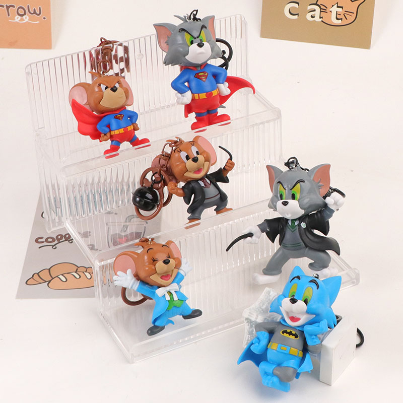Magician Tom Jerry's cosplay of Superman and Batman figurines, car center console, cake ornaments, blind box Specification image