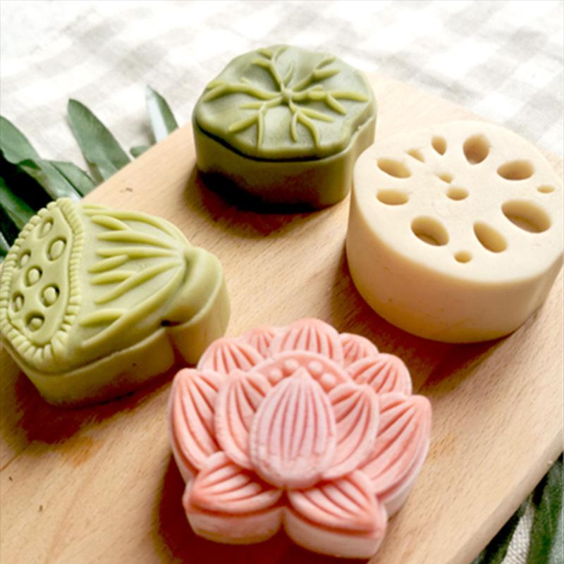 yigao mid-autumn festival lotus leaf lotus root fondant silicone mold diy lotus seedpod moon cake mold jelly candle mould full figure