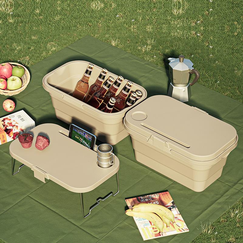 folding outdoor storage box camping equipment picnic waterproof seasoning picnic car trunk tableware picnic basket