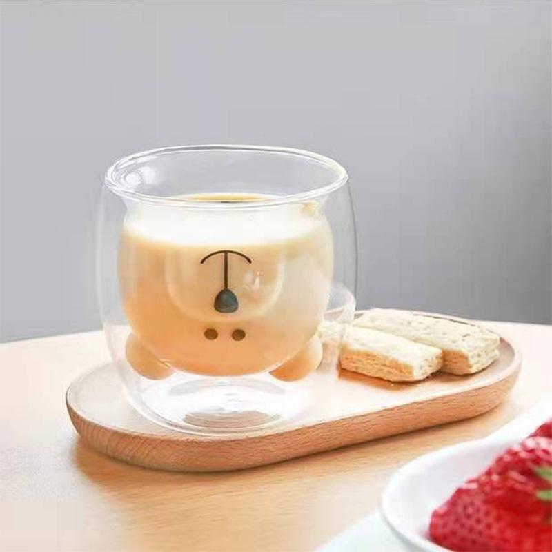 wholesale creative cartoon double-layer high borosilicate glass mug duck cup bear cake towel milk cup household water cup Application Scenario