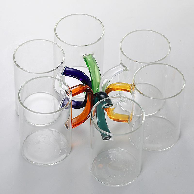 borosilicate heat-resistance glass breakfast cup milk juice cup mug household large capacity transparent single-wall cup Specification drawing