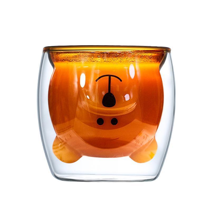 wholesale creative cartoon double-layer high borosilicate glass mug duck cup bear cake towel milk cup household water cup Item Picture
