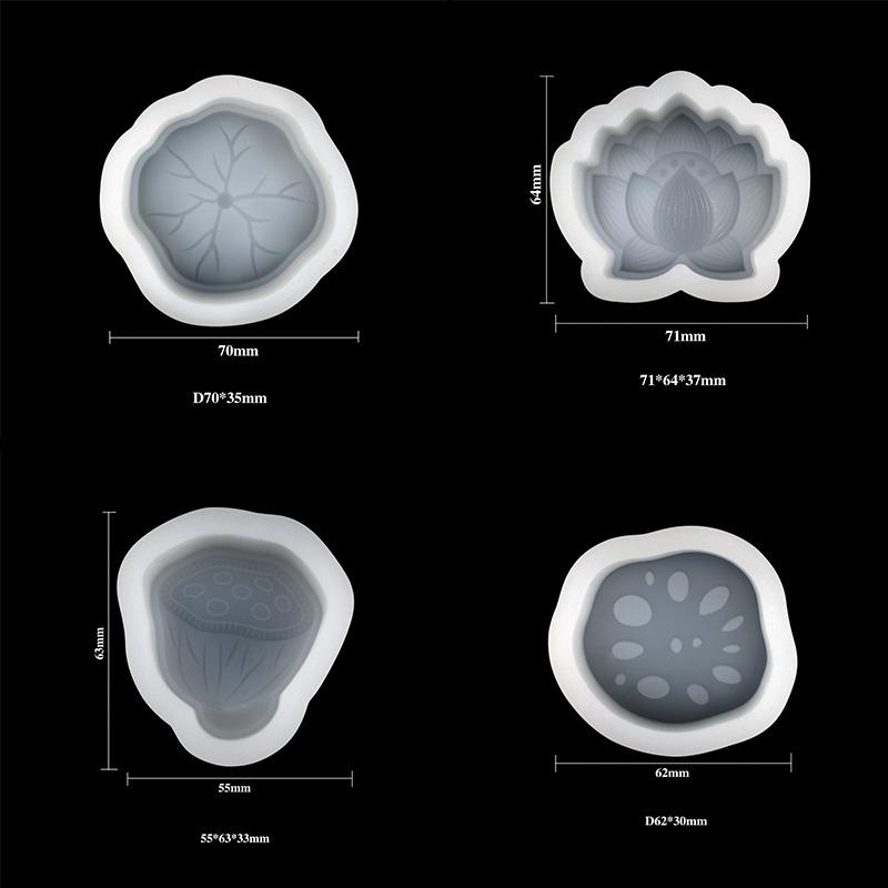 yigao mid-autumn festival lotus leaf lotus root fondant silicone mold diy lotus seedpod moon cake mold jelly candle mould Specification drawing