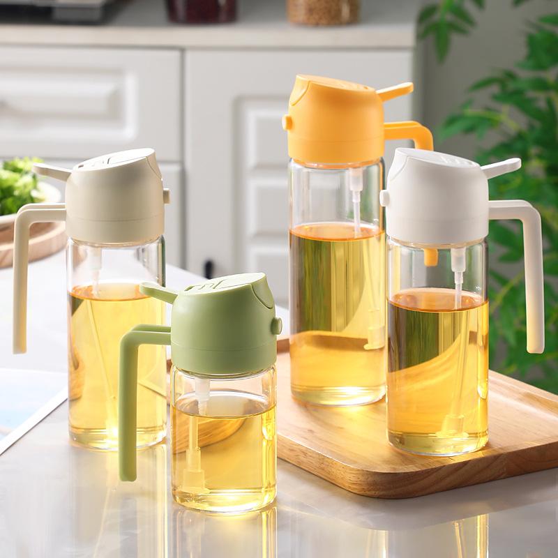 new kitchen fuel injector household spray dual-purpose oil pot heat-resistant borosilicate glass cooking oil spray oil pot Specification drawing