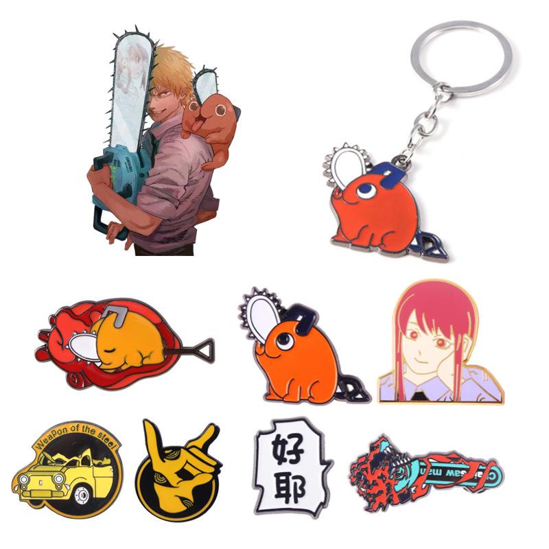 anime peripheral chain saw man qiqi tamachima brooch chainsaw man haoye metal badge pin full figure