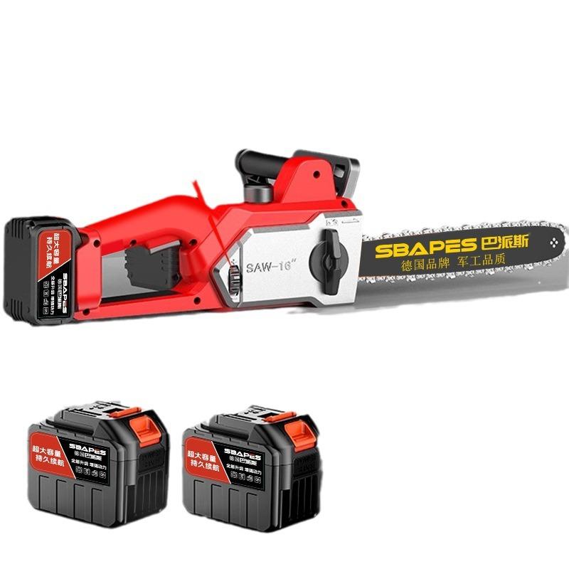 babas german rechargeable 16-inch lithium chainsaw household electric chain saw high-power woodworking wood cutting saw strong professional Item Picture