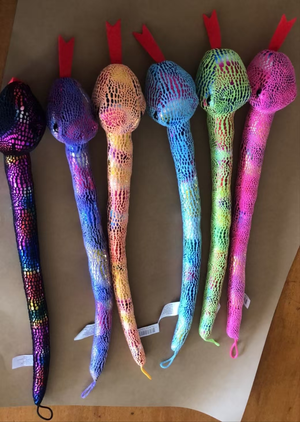 New plush toy with colorful snakes