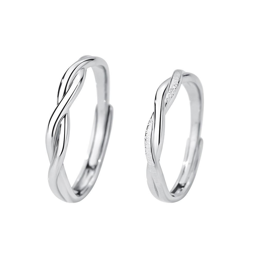 s999 pure silver mobius strip couple ring simple special-interest design couple valentine's day gift for girlfriend Item Picture
