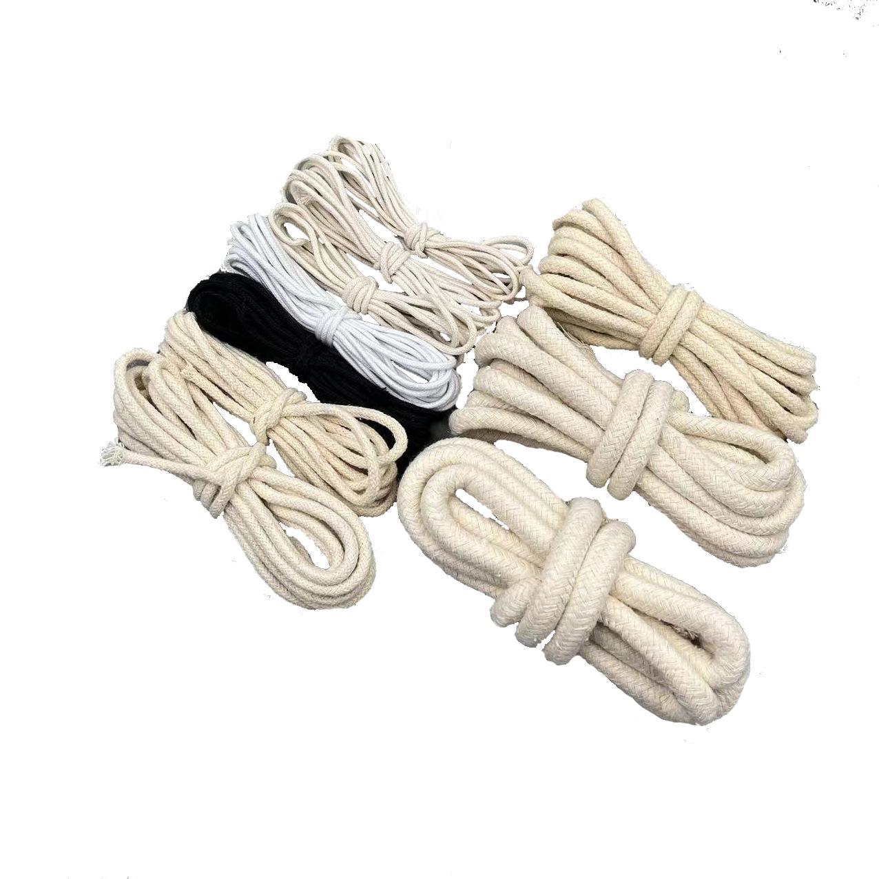 color 1mm-10mm bleached black white compound rope cotton bag drawstring buggy bag rolled edge core cotton string Item Picture
