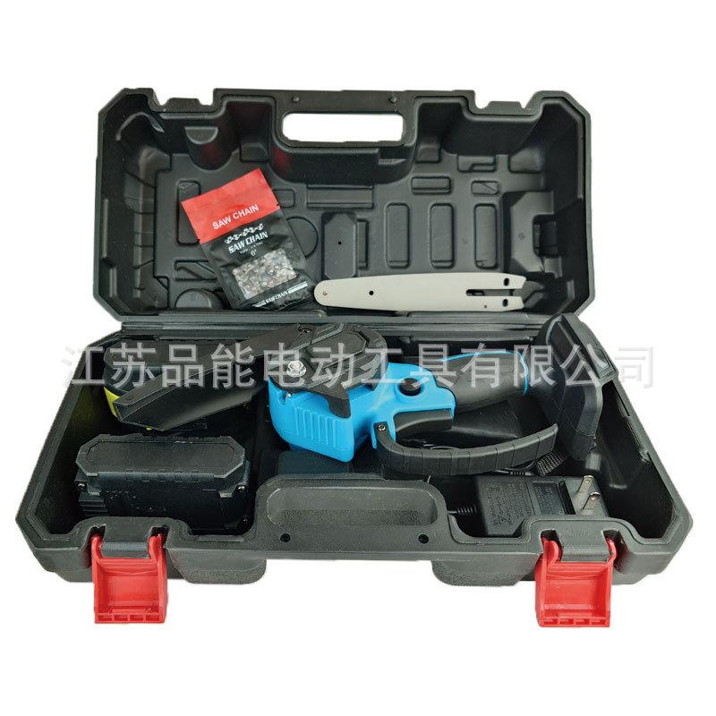 mini handheld electric chain saw rechargeable lithium battery wood cutting saw small household wireless single-handled saw portable chainsaw Item Picture