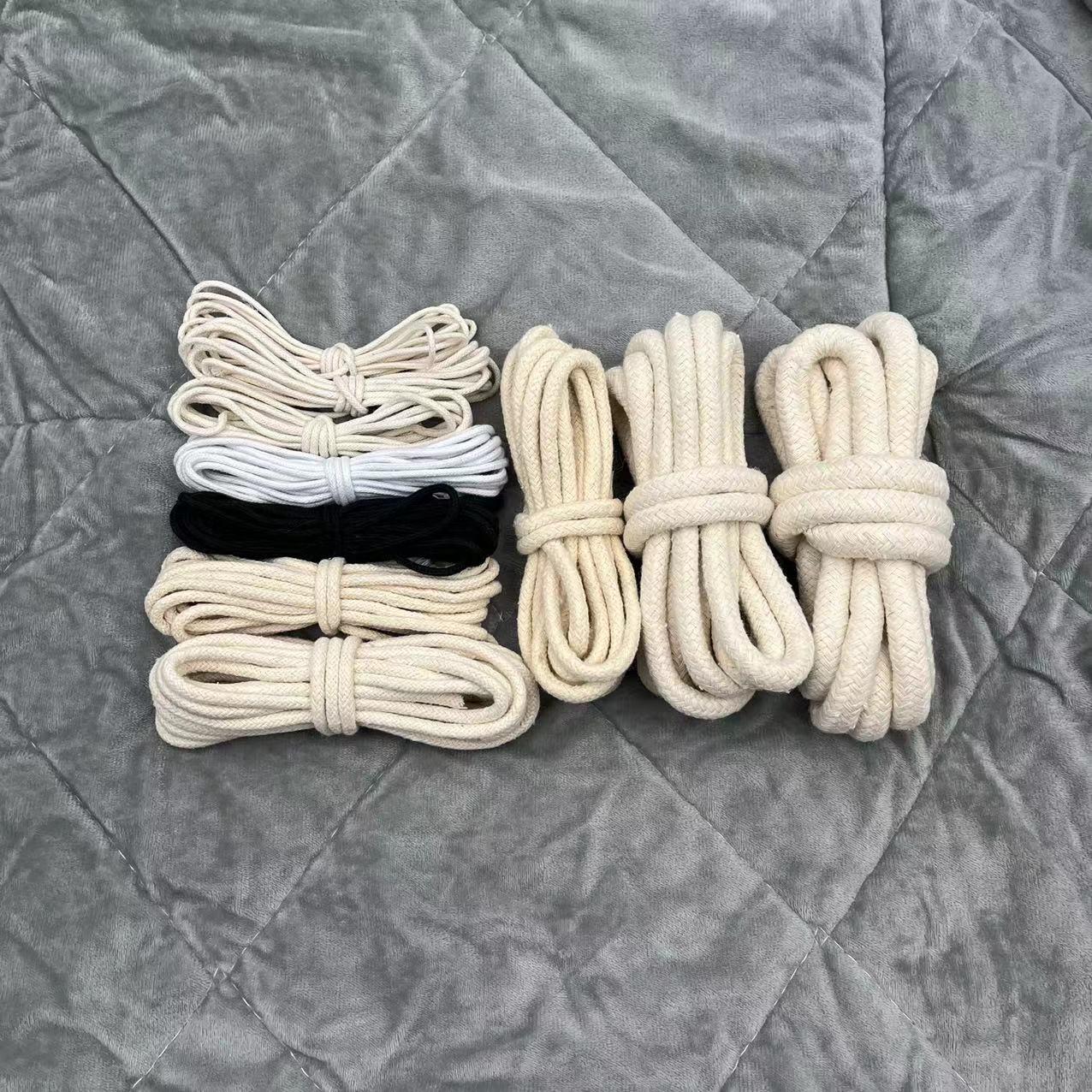 color 1mm-10mm bleached black white compound rope cotton bag drawstring buggy bag rolled edge core cotton string Application Scenario
