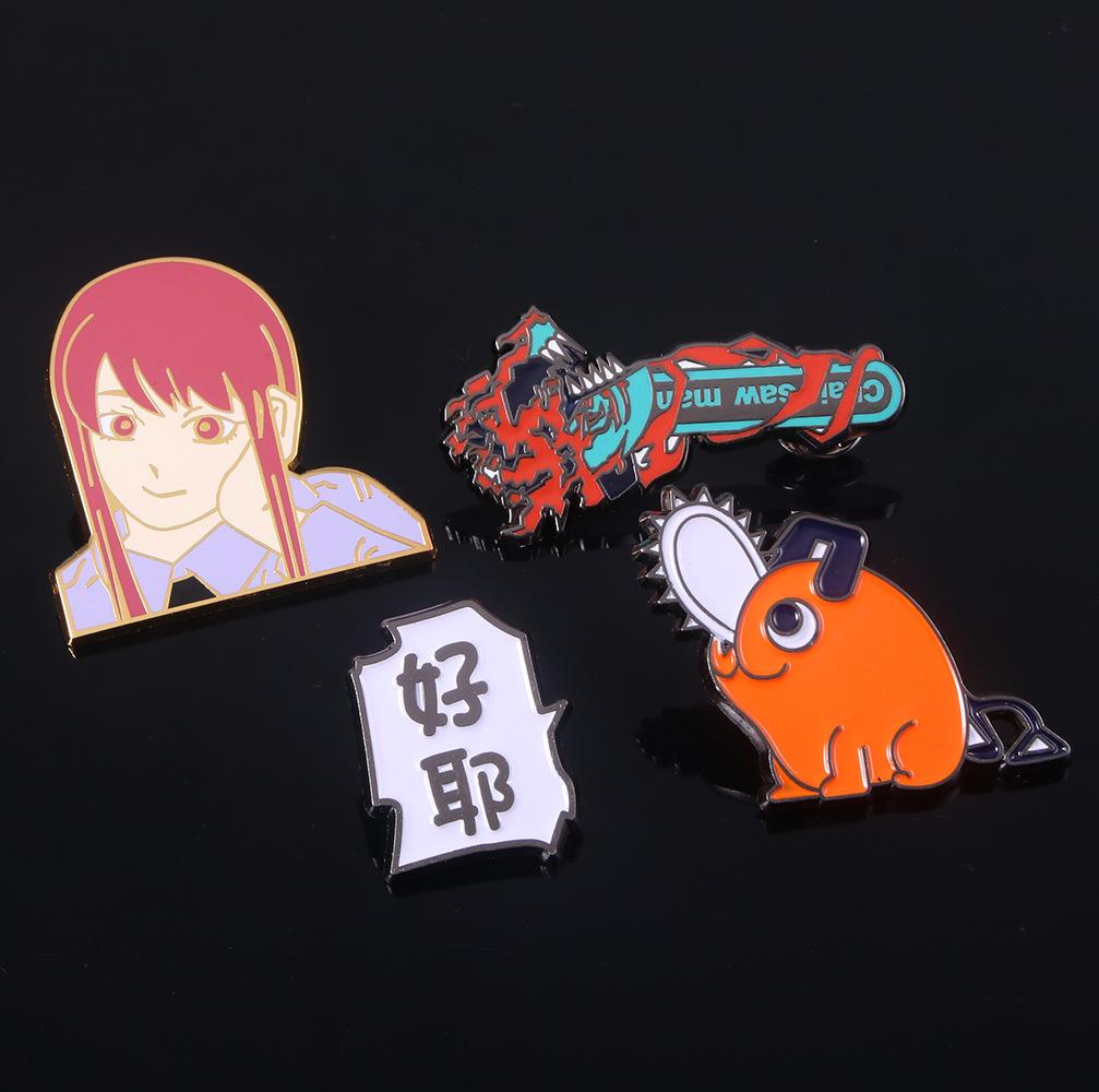 anime peripheral chain saw man qiqi tamachima brooch chainsaw man haoye metal badge pin details Picture