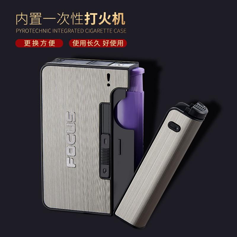 cross-border yh001 replaceable lighter automatic cigarette case creative cigarette case separated 10 pcs thick cigarette case wholesale