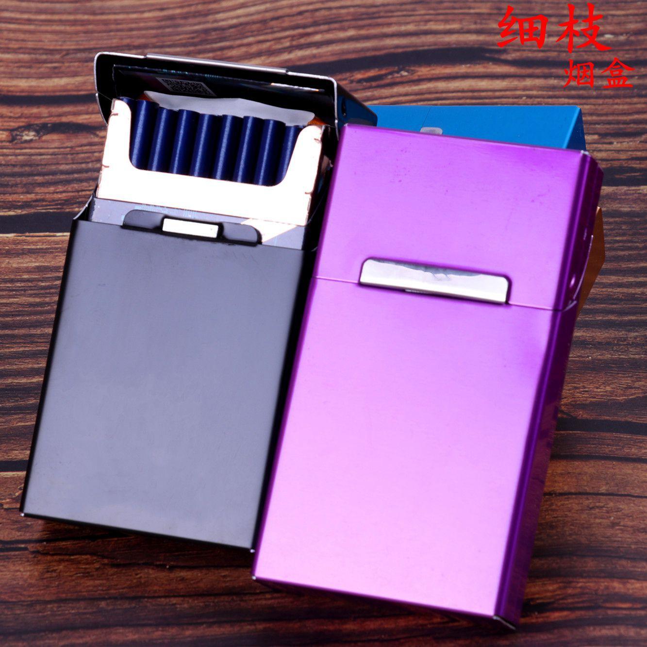 Ultra-Thin Aluminum Alloy Women's Cigarette Case 20 Metal Cigarette Case Thin 20 Women's Cigarette Case