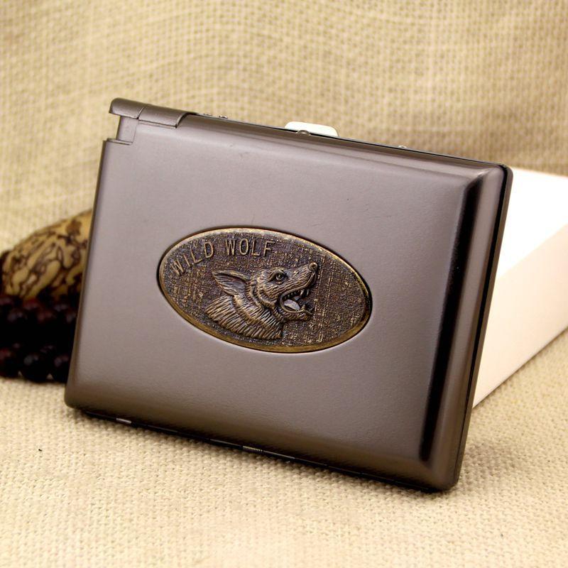 Top Cigarette Case Dh8921 (20 PCs) Metal Cigarette Case Flame Lighter