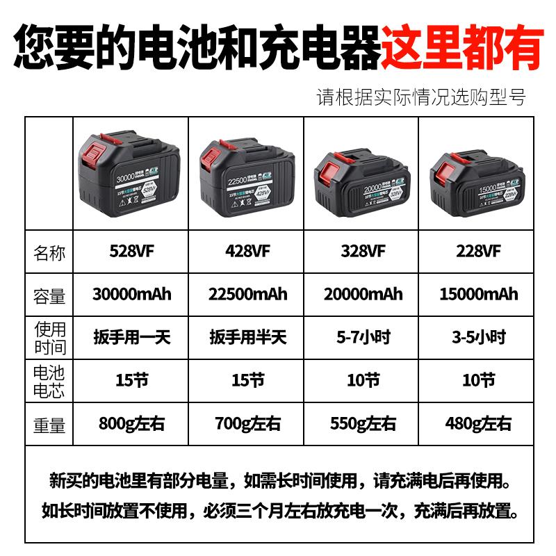 mutian angle grinder electric wrench wind gun tool electric hammer impact drill chainsaw large capacity lithium Specification drawing