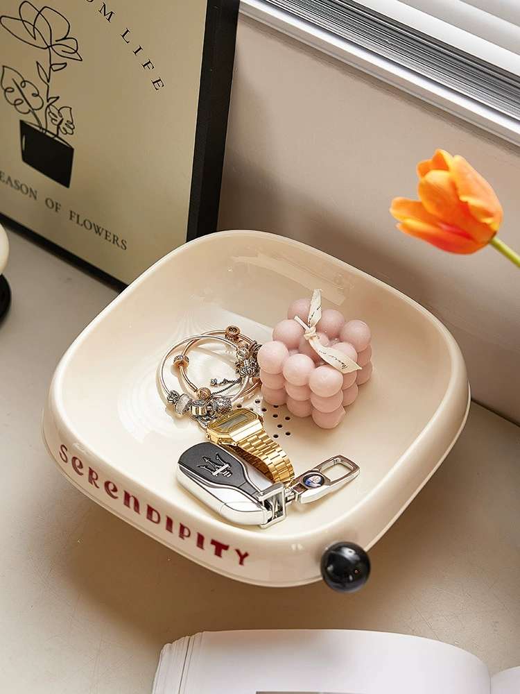 J06-6952 Fruit tray living room coffee table snack tray new French light luxury exquisite candy tray Specification drawing