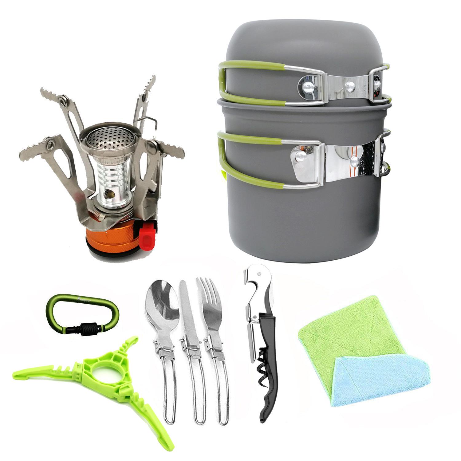 amazon hot sale amazon hot outdoor 1-2 people portable camping pot set hiking backpack cookware