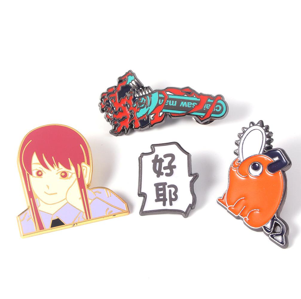 anime peripheral chain saw man qiqi tamachima brooch chainsaw man haoye metal badge pin Specification drawing