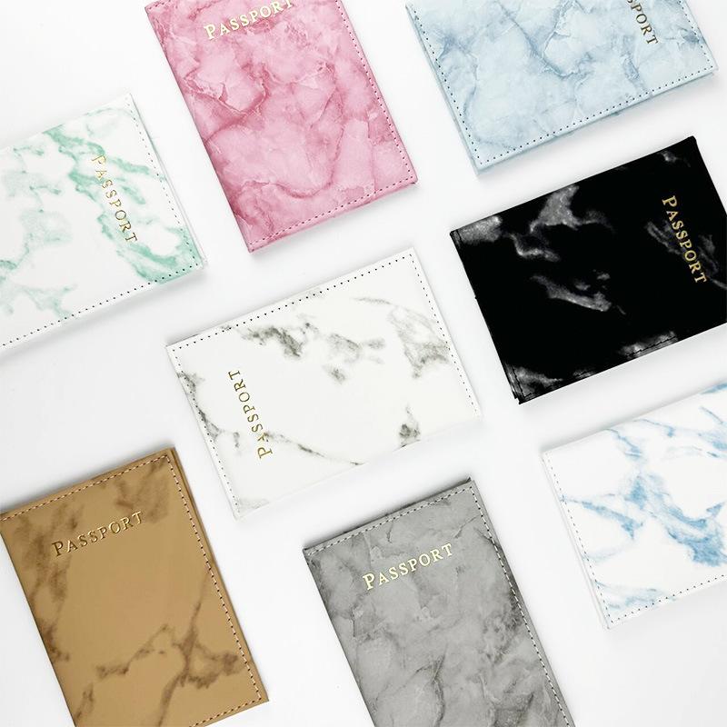 in stock cross-border marble leather passport cover pu leather passport case unilateral bag sewing passport passport holder
