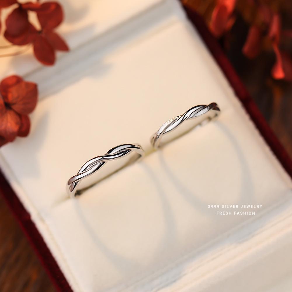s999 pure silver mobius strip couple ring simple special-interest design couple valentine's day gift for girlfriend Specification drawing