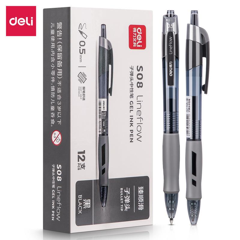 deli s08 press gel pen 0.5 bullet pen gel pen office stationery press signature pressing pen ball pen full figure