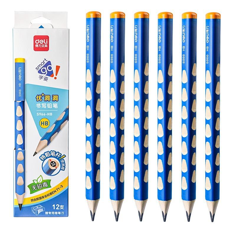 deli primary school students non-toxic groove pencil first grade kindergarten hb thick pen 2b groove pencil triangle pole wholesale Item Picture
