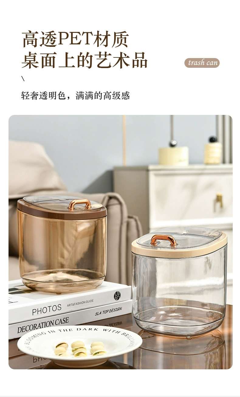 W74-WM-8851 Mini Desktop Trash can, cream-style bedroom bedside waste paper bin, InS-style light Luxury trash can detail image 3