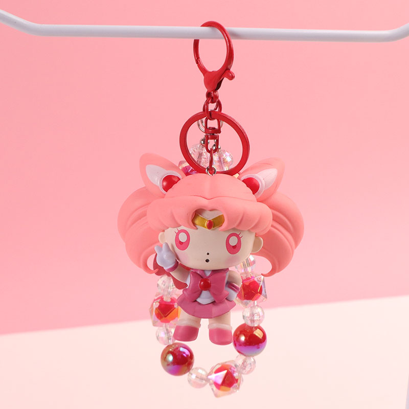 Cute Sailor moon cartoon PVC bead chain keychain, couple bag, hanging decoration, Usagi Tsukino doll, car decoration Application Scenario