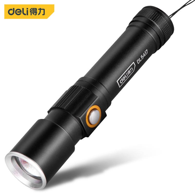 Deli Focusing Flashlight Strong Light Charging Super Bright Outdoor Long-Range High Power M Ultra-Long Life Battery Lithium Battery Item Picture