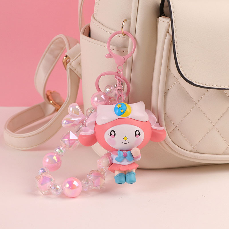 Cute Sailor moon cartoon PVC bead chain keychain, couple bag, hanging decoration, Usagi Tsukino doll, car decoration details Picture
