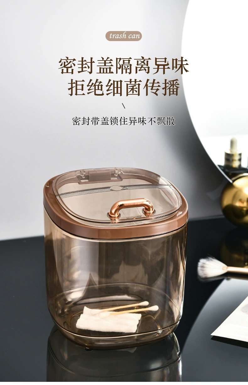 W74-WM-8851 Mini Desktop Trash can, cream-style bedroom bedside waste paper bin, InS-style light Luxury trash can detail image 2