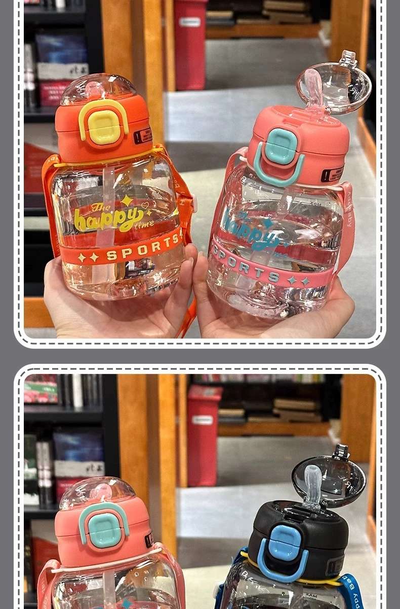 X152-XBD-2023 Network red new cute water cup sports portable pot belly cup high appearance level male and female students double drink straw cup undefined