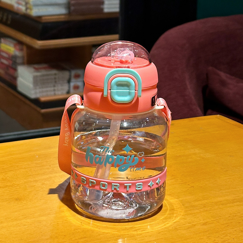 X152-XBD-2023 Network red new cute water cup sports portable pot belly cup high appearance level male and female students double drink straw cup Item Picture