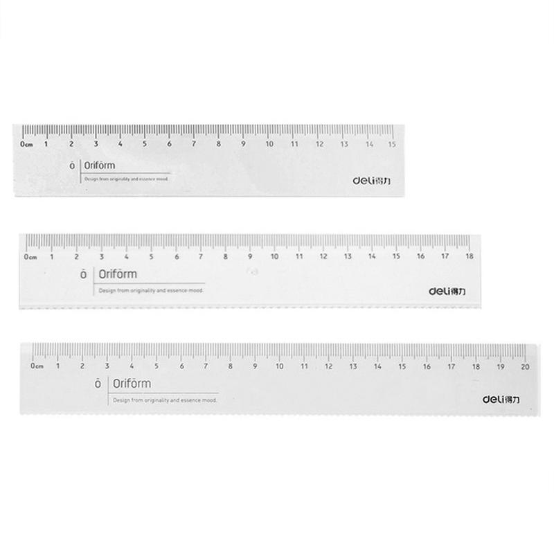 deli transparent ruler ruler with wavy line primary school student grade one ruler multi-functional straightedge protractor Item Picture