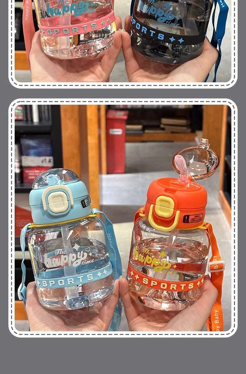 X152-XBD-2023 Network red new cute water cup sports portable pot belly cup high appearance level male and female students double drink straw cup undefined