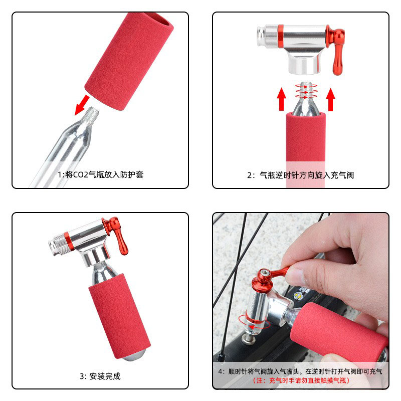 PC005 Emergency air pump, an aluminum alloy bicycle air pump mini, comes with a threaded CO2 carbon dioxide quick inflation head pic 12