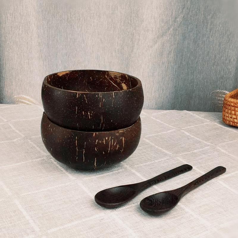 old coconut shell charcoal bowl breakfast oatmeal bowl coconut shell charcoal tableware sugar water light food container fruit milkshake salad bowl