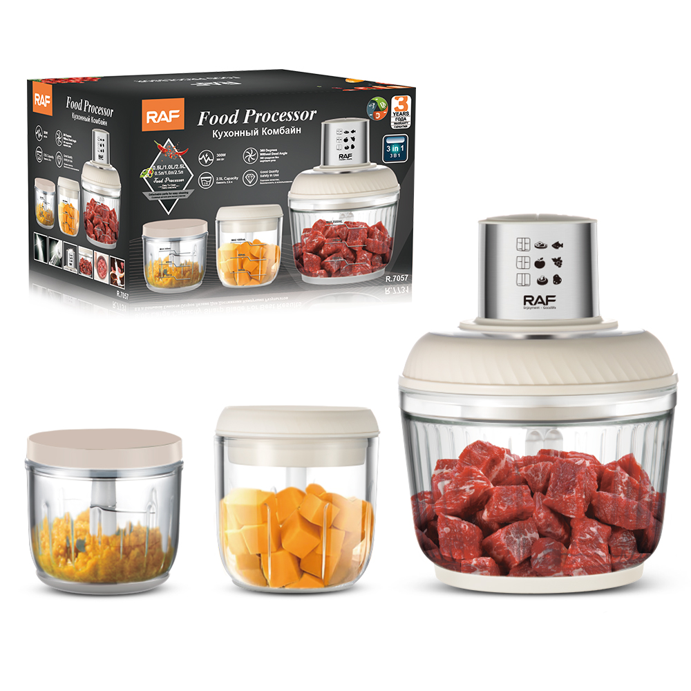RAF European standard cross-border 3-in-1 electric meat grinder, glass large-capacity multi-scale filling grinder, garlic grinder and meat grinder details Picture