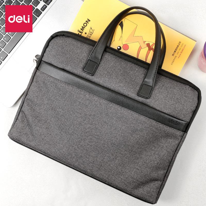 deli deli briefcase portable briefcase men's business professional canvas bag men's material zipper bag office meeting Application Scenario