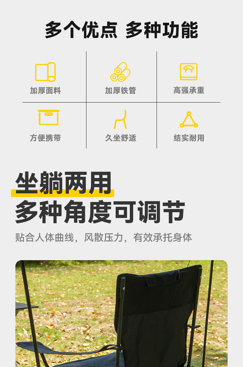 CHANODUG/ Chanodoji Outdoor Camping folding Gold Beach chair pic 2