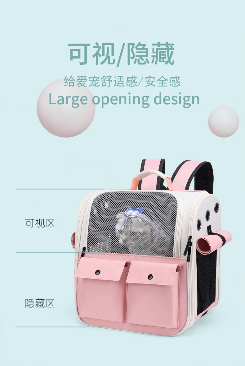 T跨境现货外出便携宠物背包猫狗双肩太空包透气手提狗狗猫咪背包详情5