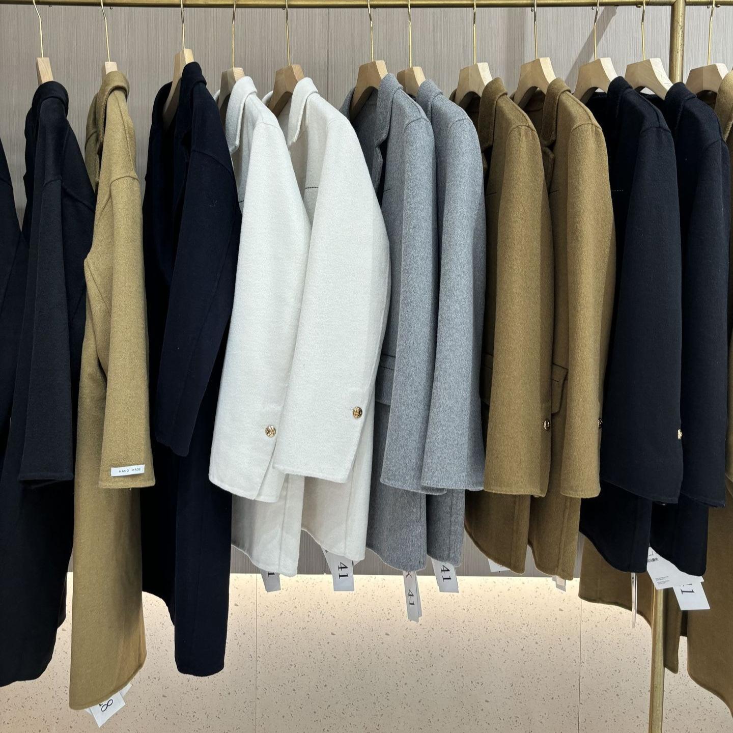 guangzhou thirteen lines winter reversible cashmere coat women's elegant high-grade lapel woolen coat women's clothing wholesale